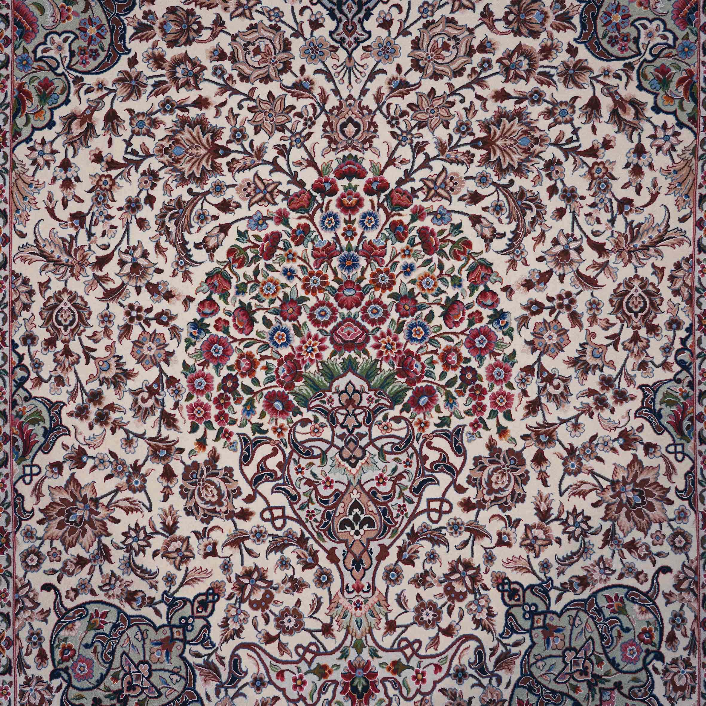 قالیچه دستباف نو چله ابریشم اندازه 2×1.5 متر