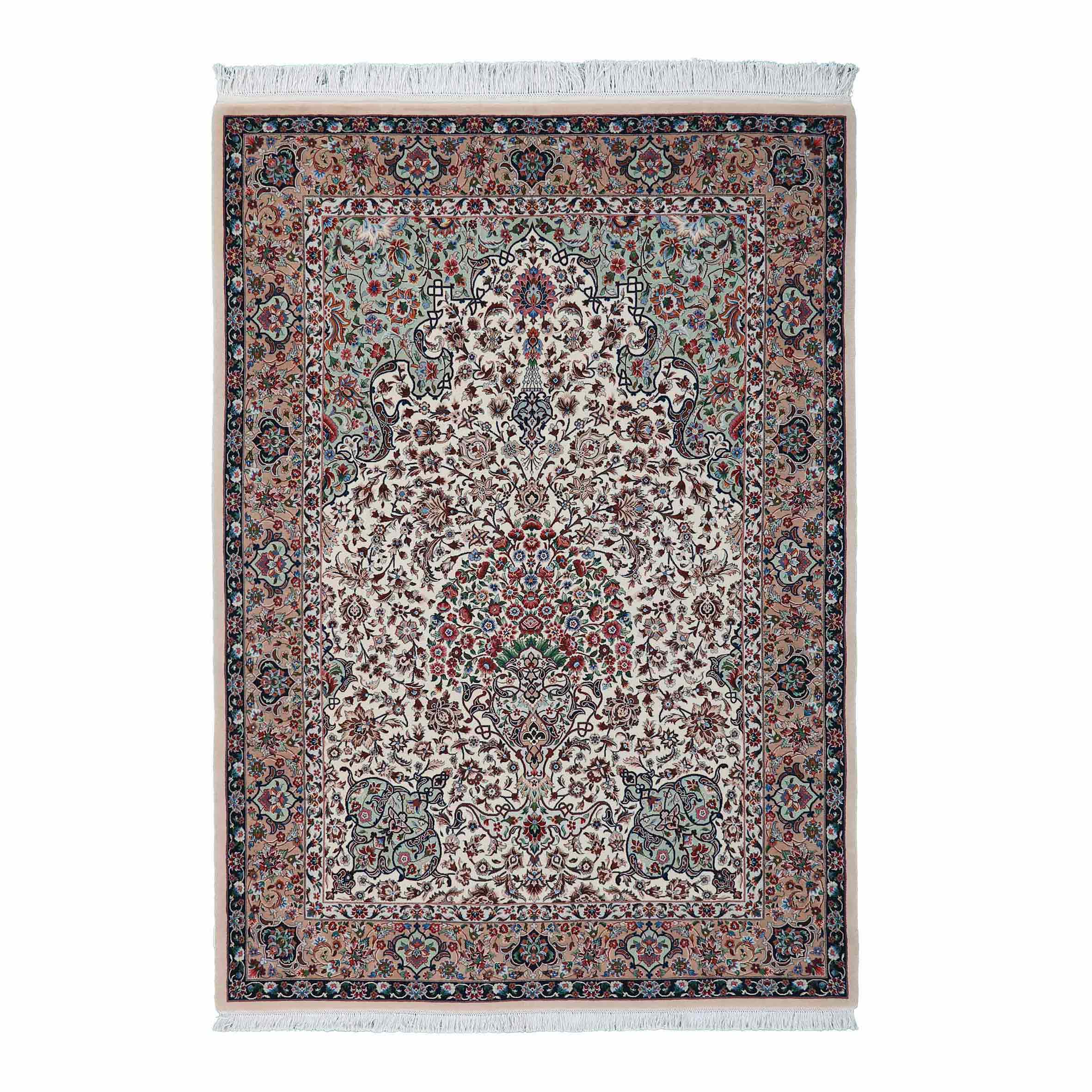 قالیچه دستباف نو چله ابریشم اندازه 2×1.5 متر